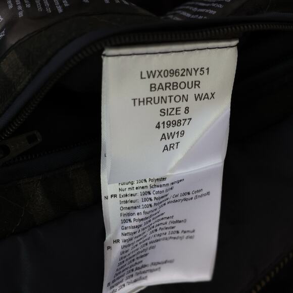 Barbour Thrunton Faux Fur-Trim Waxed Cotton Jacket In Navy Blue Women’s Size 4 - Picture 10 of 13